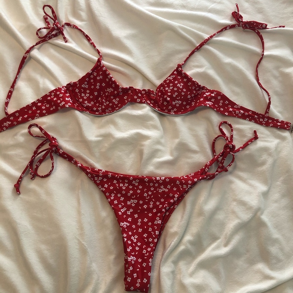 Red Floral Bikini